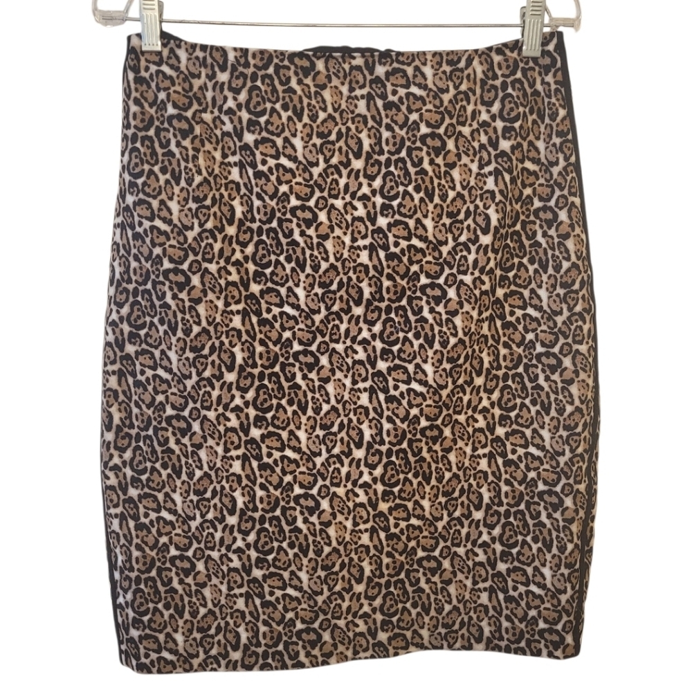 WHBM Leopard Print‎ Cotton Pencil Skirt Size 8
